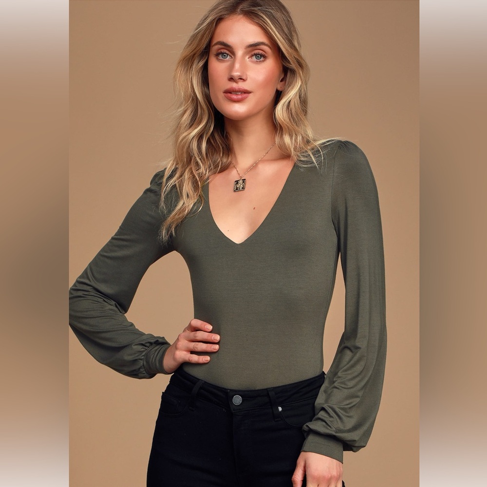 Lulu's Green Long Sleeve Fitted Bodysuit